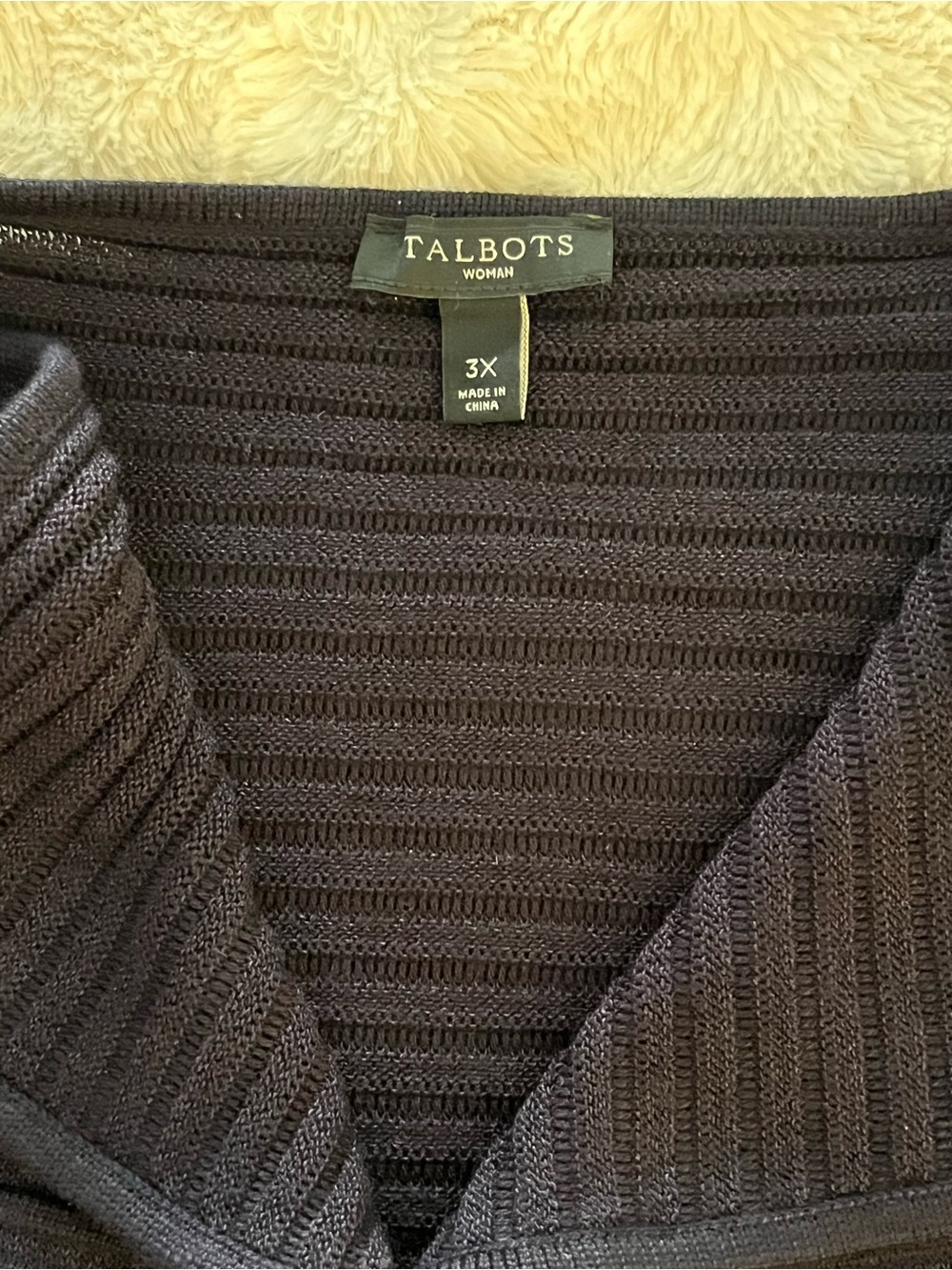 Talbots 3X Black Ribbed Open-Front Women’s Cardigan - Picture 4 of 7